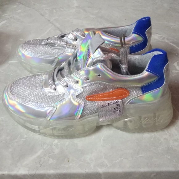 Ladies Transparent Mesh Crystal Sneakers - Picture 9 of 10